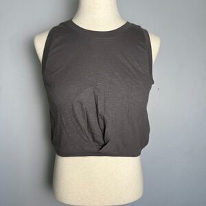 Kensie Cropped Tank Top, NWT, Pleat Front Twist, Gray, Size Medium, Crew,  2/$15